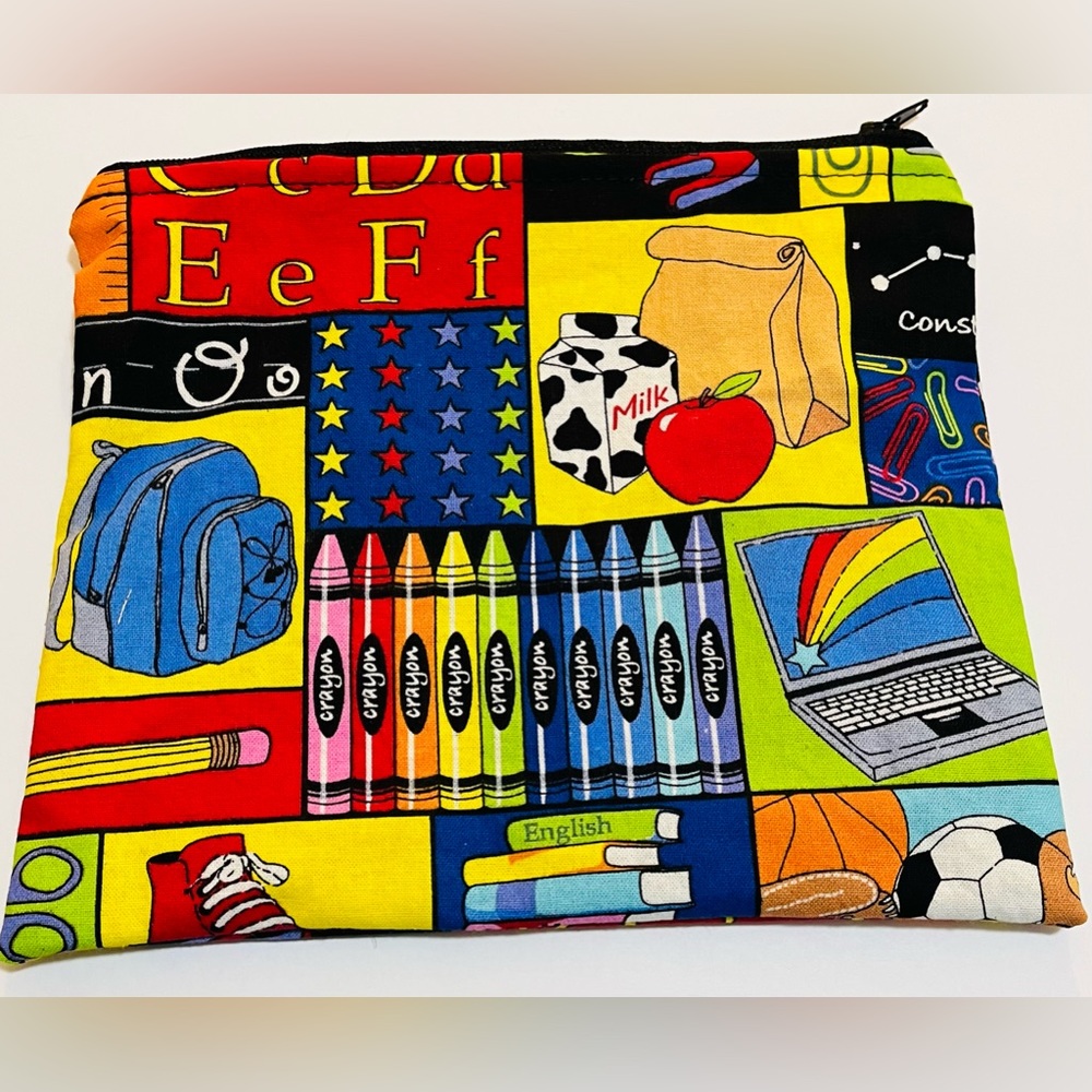 Teacher printed double lined zipper pouch